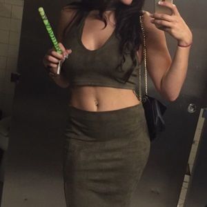 MissGuided olive 2 piece set